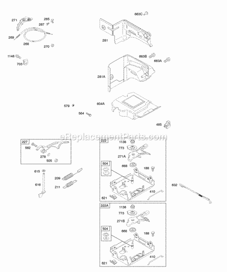 Controls Governor Spring Diagram and Parts List for 21A414-0017-E1  Briggs and Stratton Engine